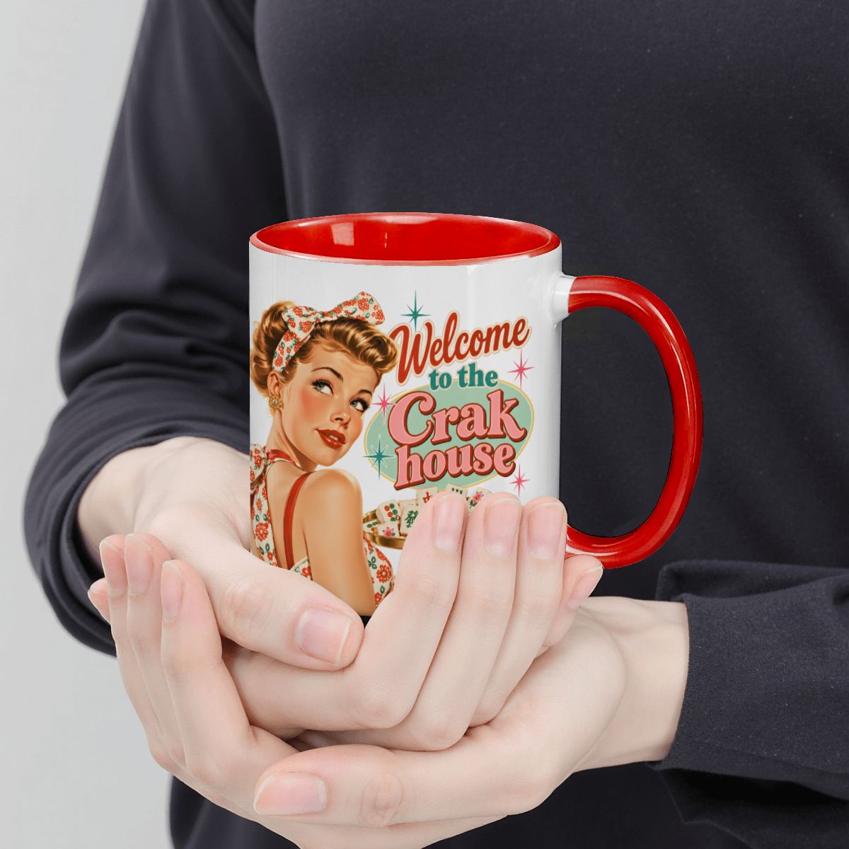 Funny Mahjong Mug, Welcome To The Crak House Modcentric Large Colorful Mug (15oz)