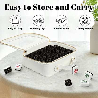 Black Gold And Silver Marbled American Mahjong Tiles And Carry Case