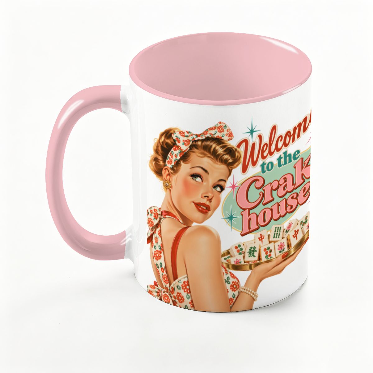 Funny Mahjong Mug, Welcome To The Crak House Modcentric Large Colorful Mug (15oz)
