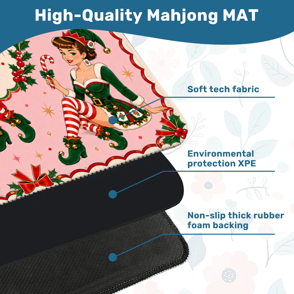 Sexy Vixen Christmas Elves Mahjong Christmas Mat - Splash Of Mahj And Color Co.