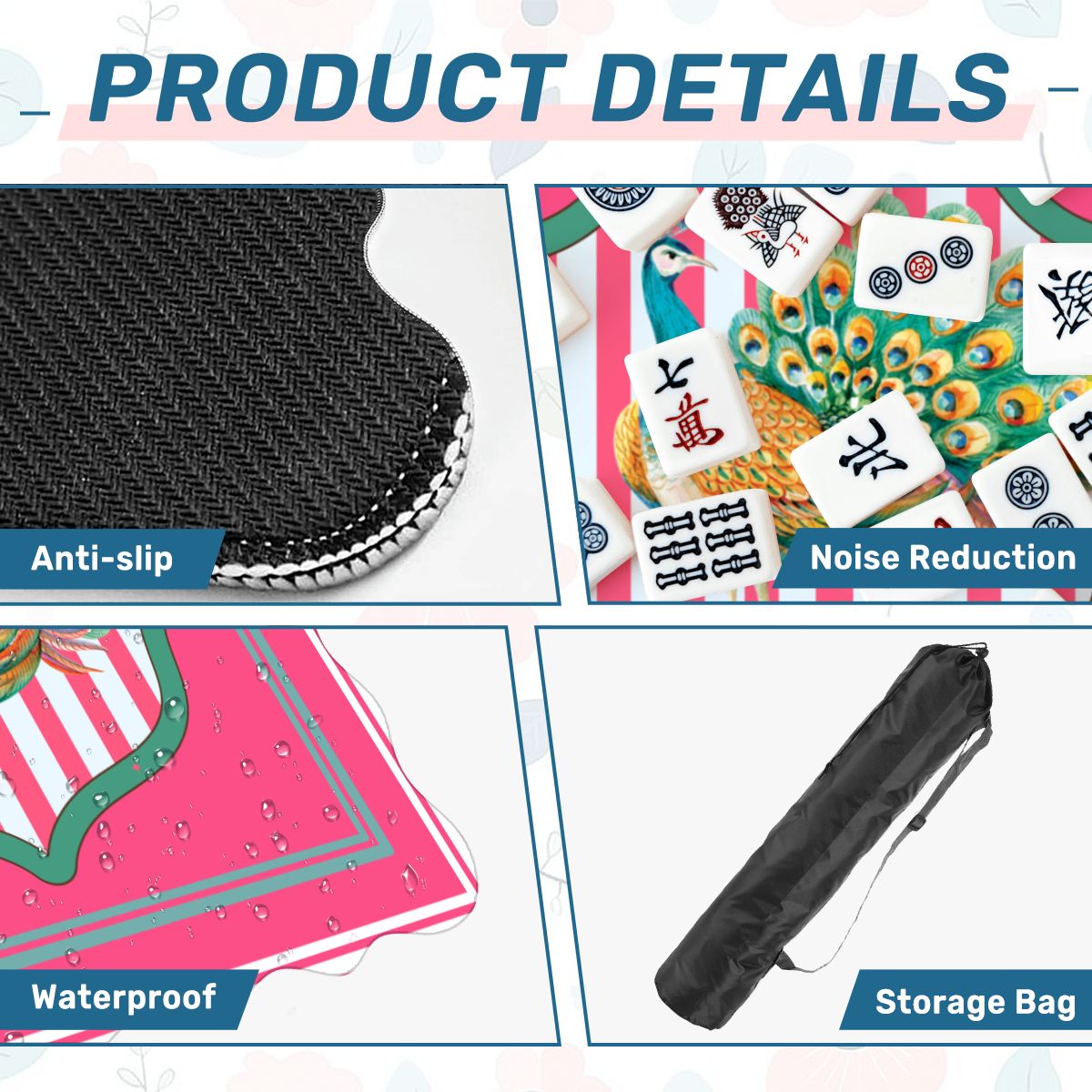 Pretty As A Pink Peacock Scalloped Mahjong Mat - Splash of Color Co.