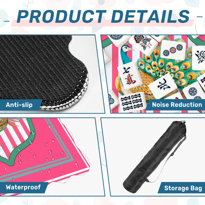 Pretty As A Pink Peacock Scalloped Mahjong Mat - Splash of Color Co.