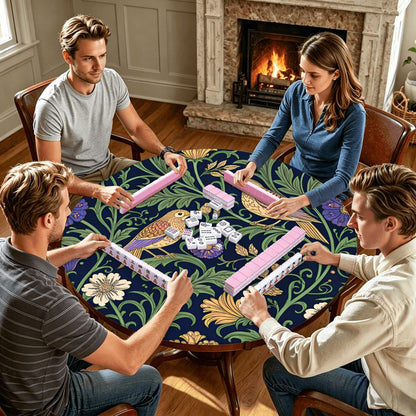 William Morris Inspired Round Mahjong Mat - Splash Of Mahj And Color Co.