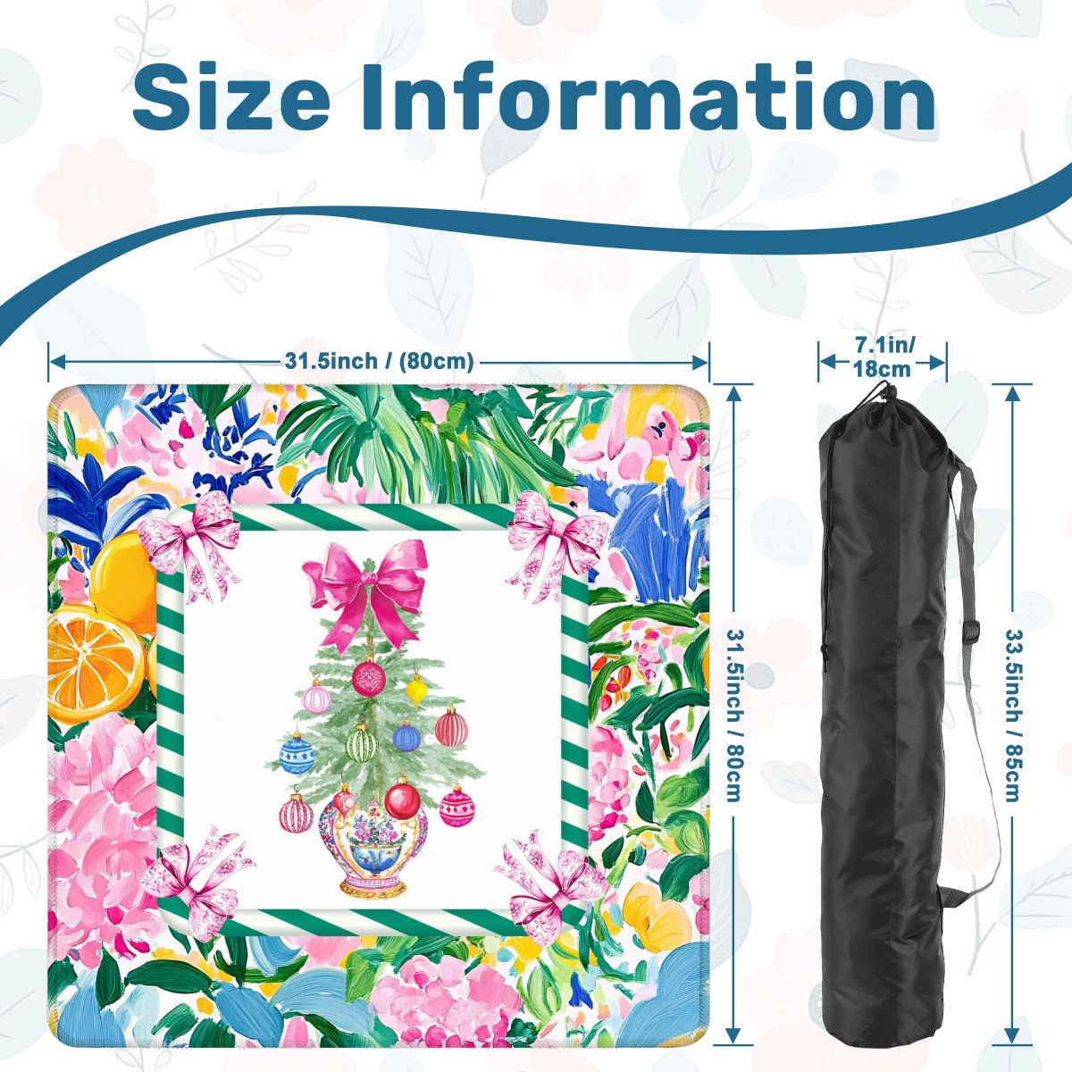 Festive Floral Christmas Tree Mahjong Mat