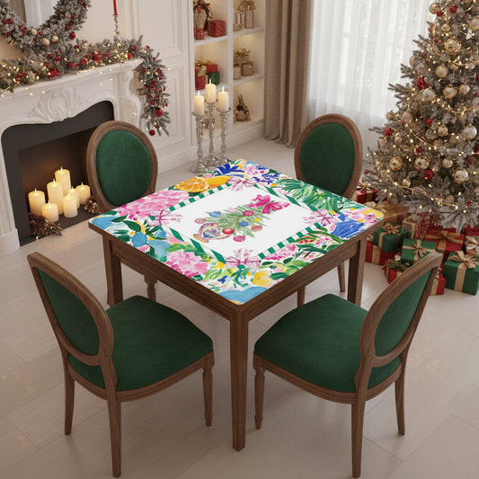 Festive Floral Christmas Tree Mahjong Mat - Splash of Color Co.