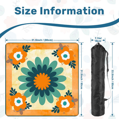 Boho Flower Infusion, Orange Blue Mahjong Game Mat
