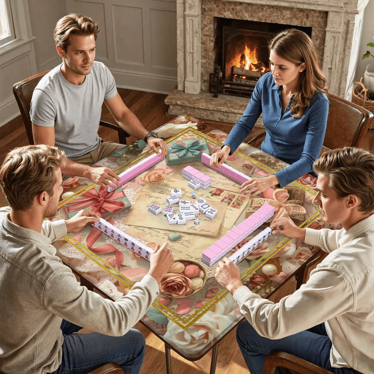 French Love Letter Victorian Mahjong Mat Lettre D'amour - Splash of Color Co.