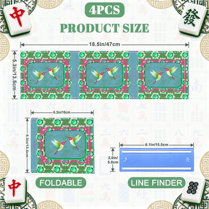Emerald Mahjong, Flutterbird, Preppy Pink, Green Blue Floral 4 Mahjong Card Holder with Line Finder - Splash of Color Co.