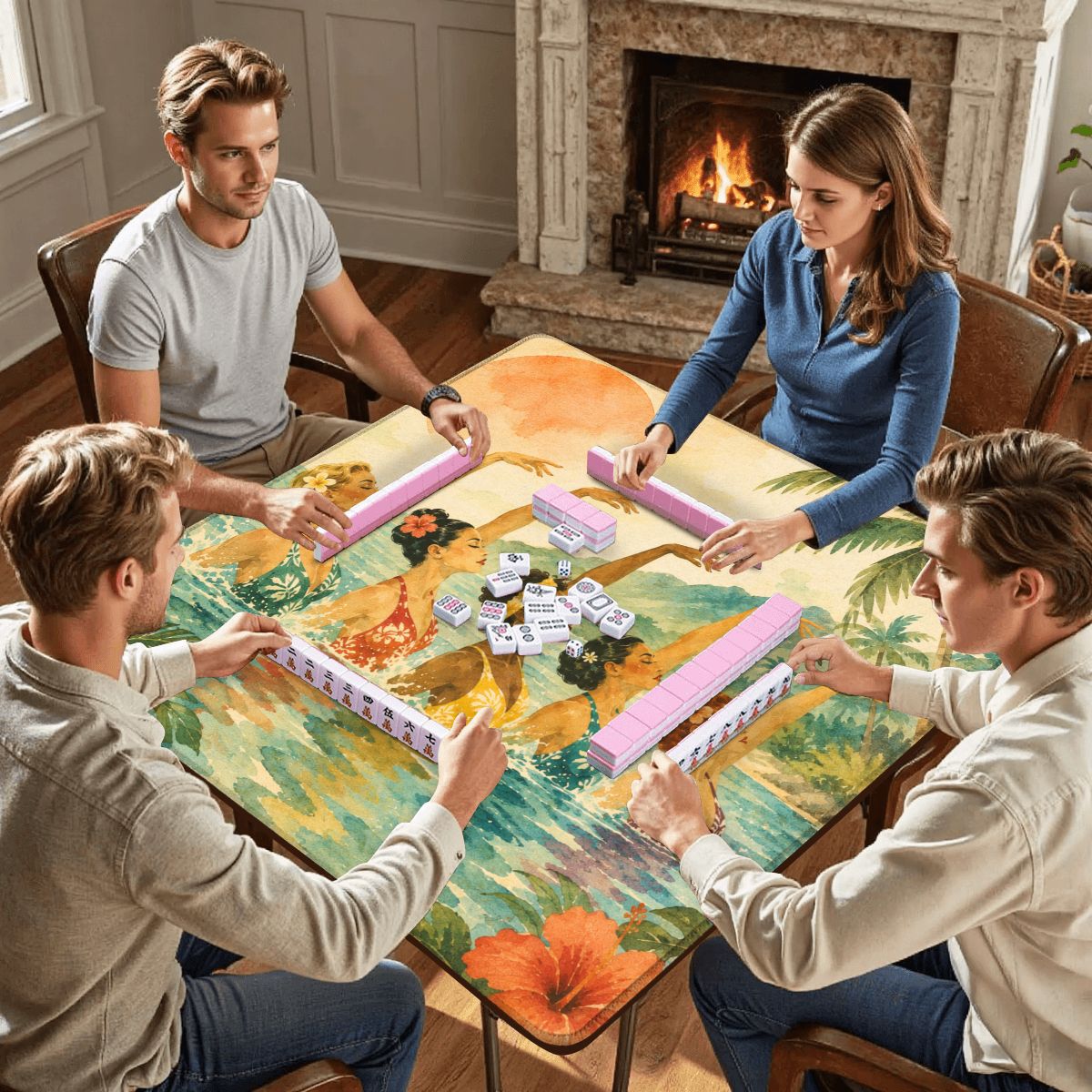 The Old World Nostalgic Tropicana Swim Club Mahjong Mat - Splash Of Mahj And Color Co.
