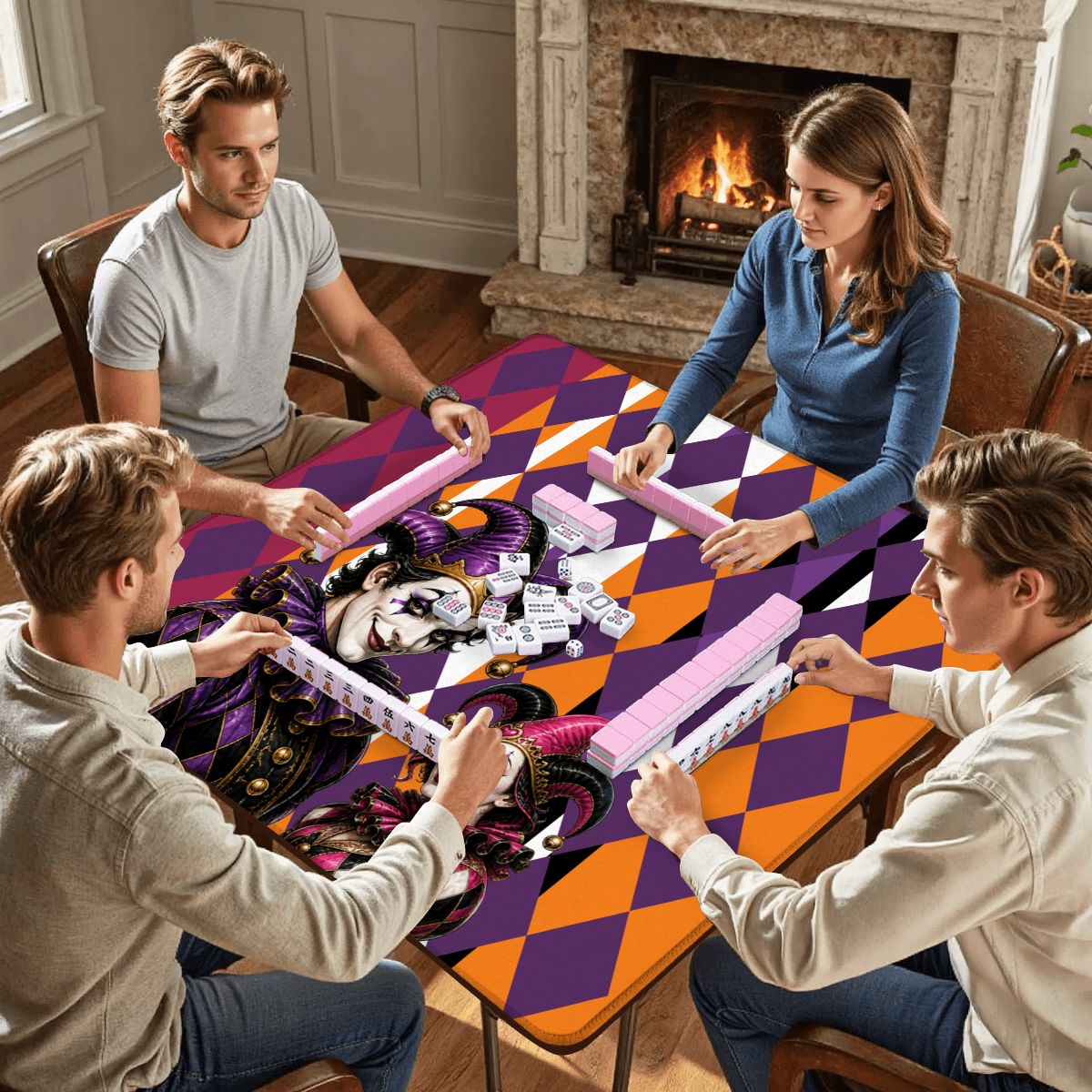 Mahjong Halloween Joker Jesters Harlequin Designed Mahj Mat