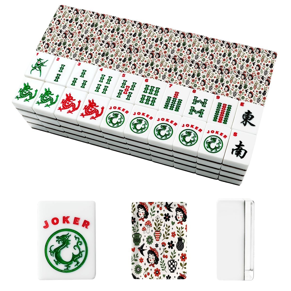 Mackenzies Garden Black Red Green American Mahjong Tiles And Carry Case - Splash of Color Co.