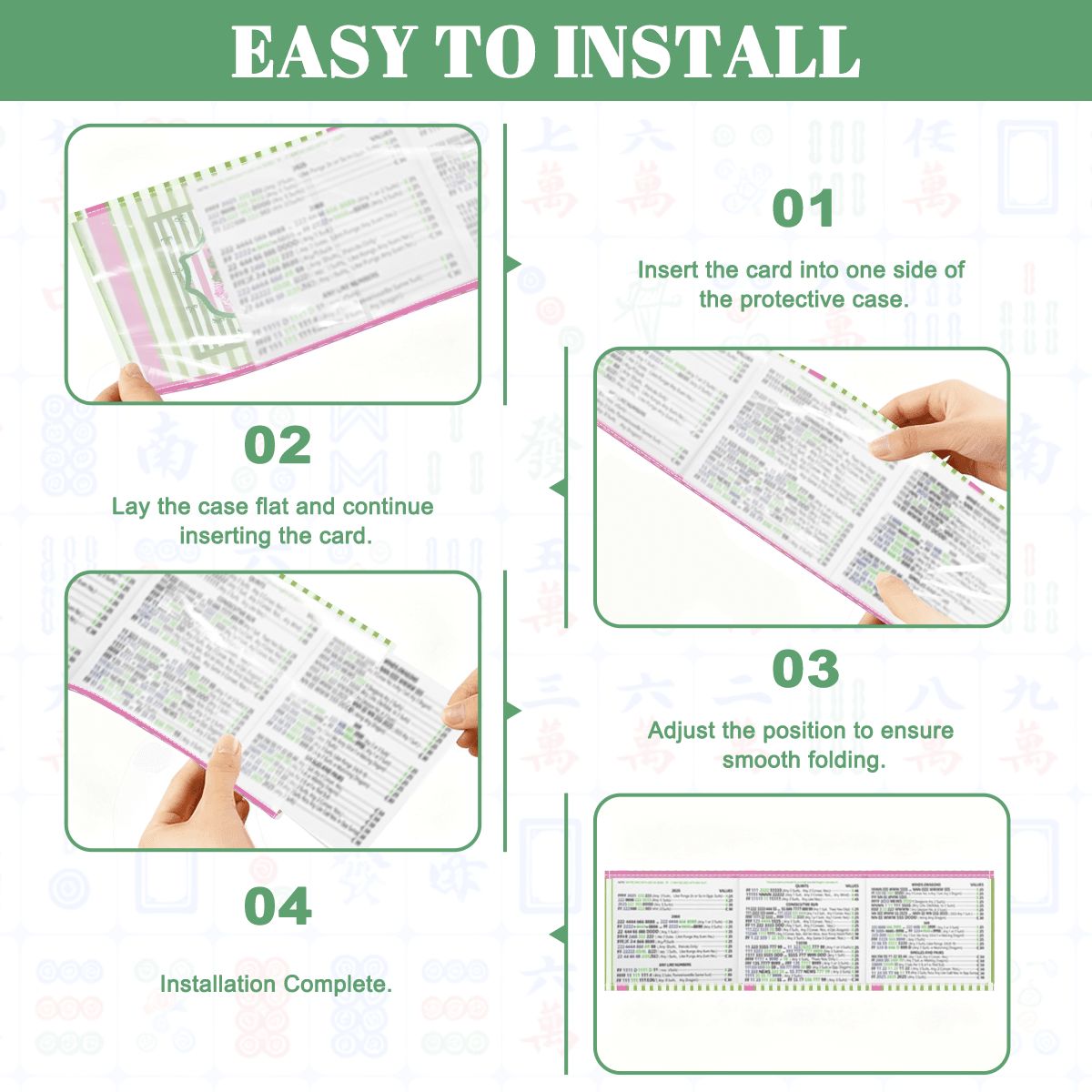 Staffordshire Preppy Pink Green Striped 4 Mahjong Card Holder with Line Finder - Splash of Color Co.