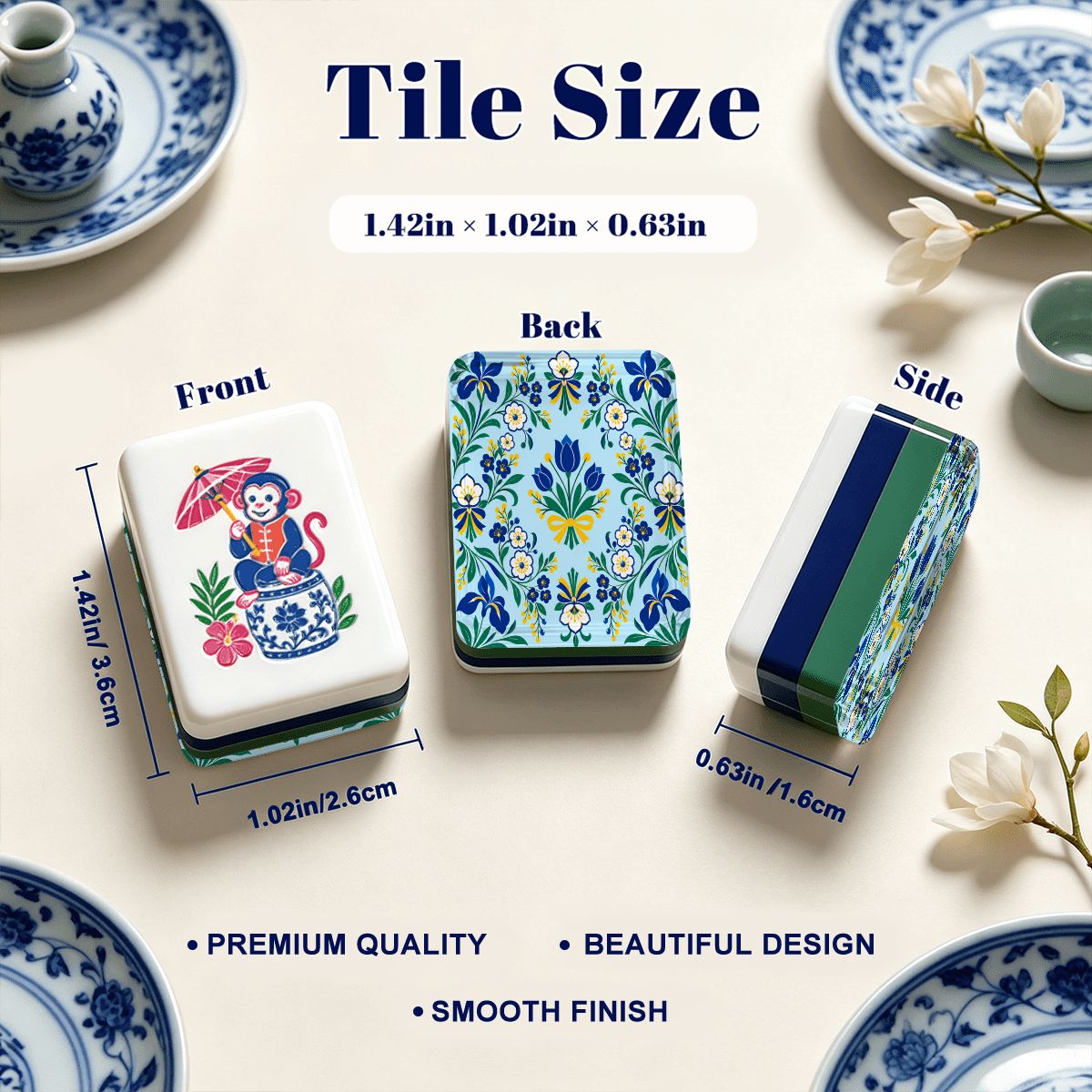 Garden Bell Chinoiserie Chic American Mahjong Tiles And Carry Case
