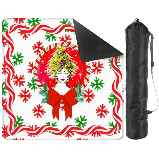Mahjong Christmas Mat, Nostalgic Vintage Gal Whimsical Holiday Mahj Mat
