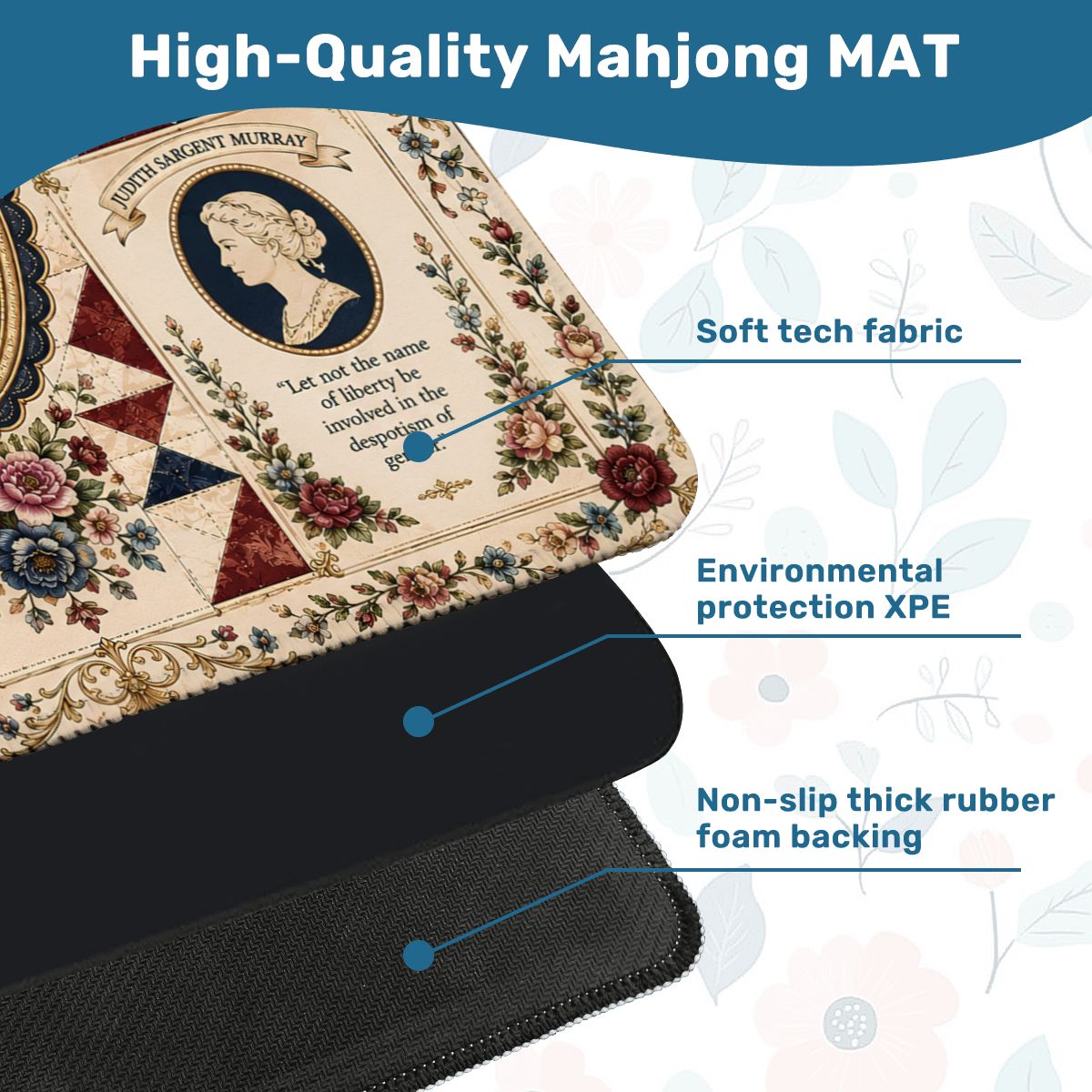 Founding Mothers Vintage Cameo Custom Mahjong Mat - Splash Of Mahj And Color Co.
