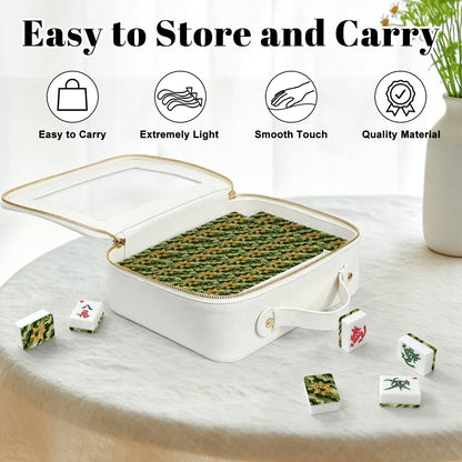 Star Of David Marbled Green Gold American Mahjong Tiles And Carry Case
