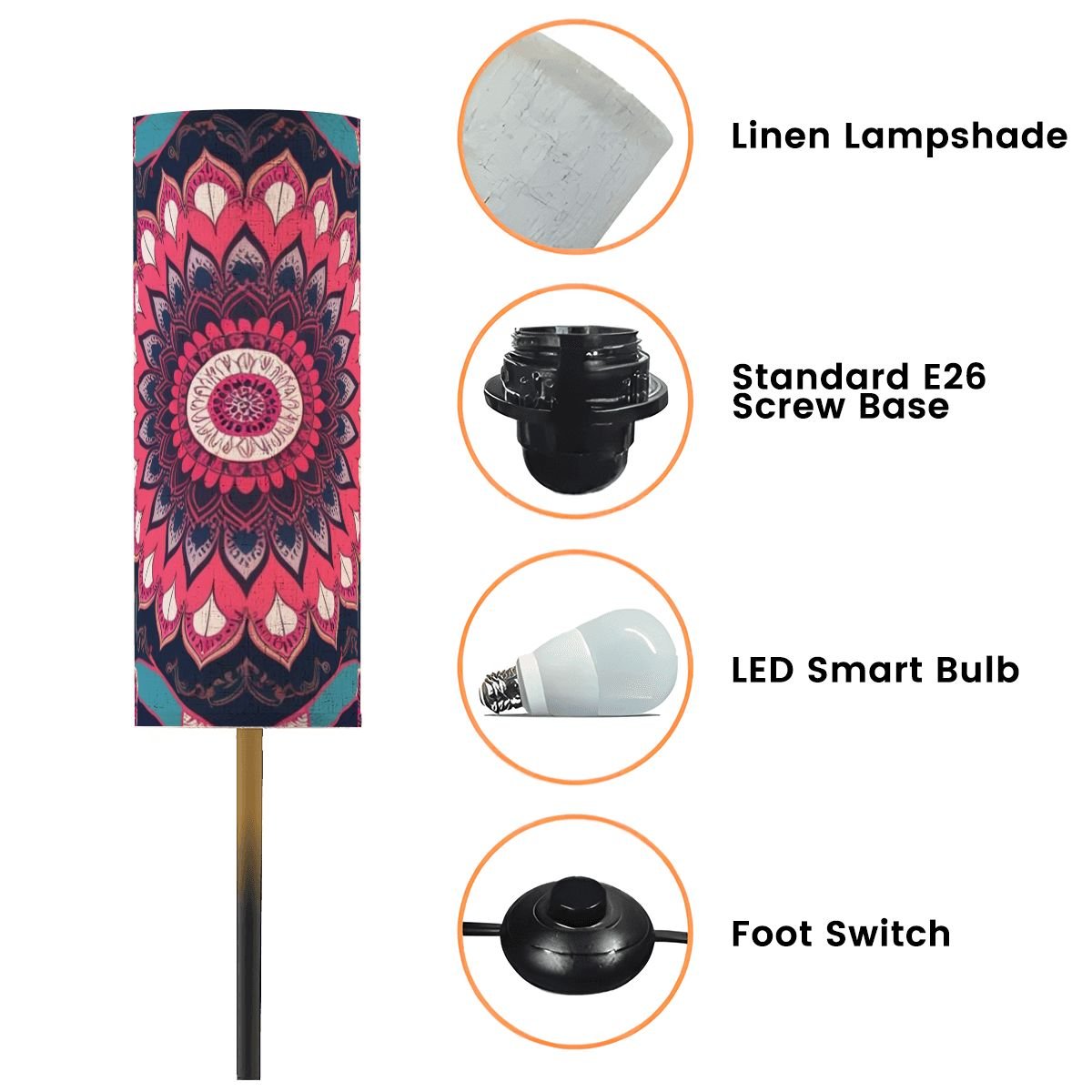 Modern Bohemian Mandala Book Nook Floor Lamp - Splash of Color Co.