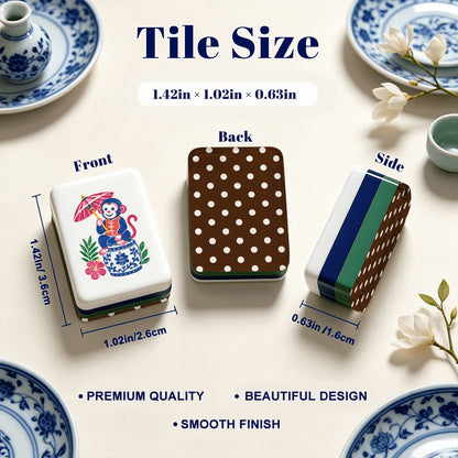 The Polo Match Polka Dot Chinoiserie Chic American Mahjong Tiles And Carry Case - Splash Of Mahj And Color Co.