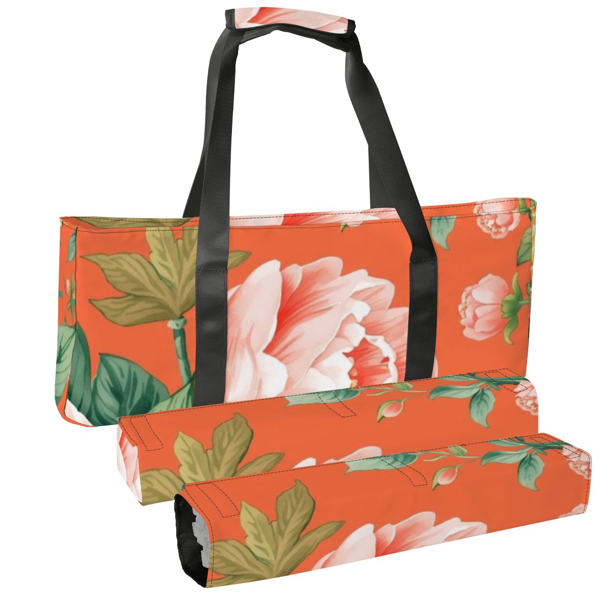 Orange Asian Blossom Bundle Mahjong Bag Set For Tiles And Racks - Splash of Color Co.