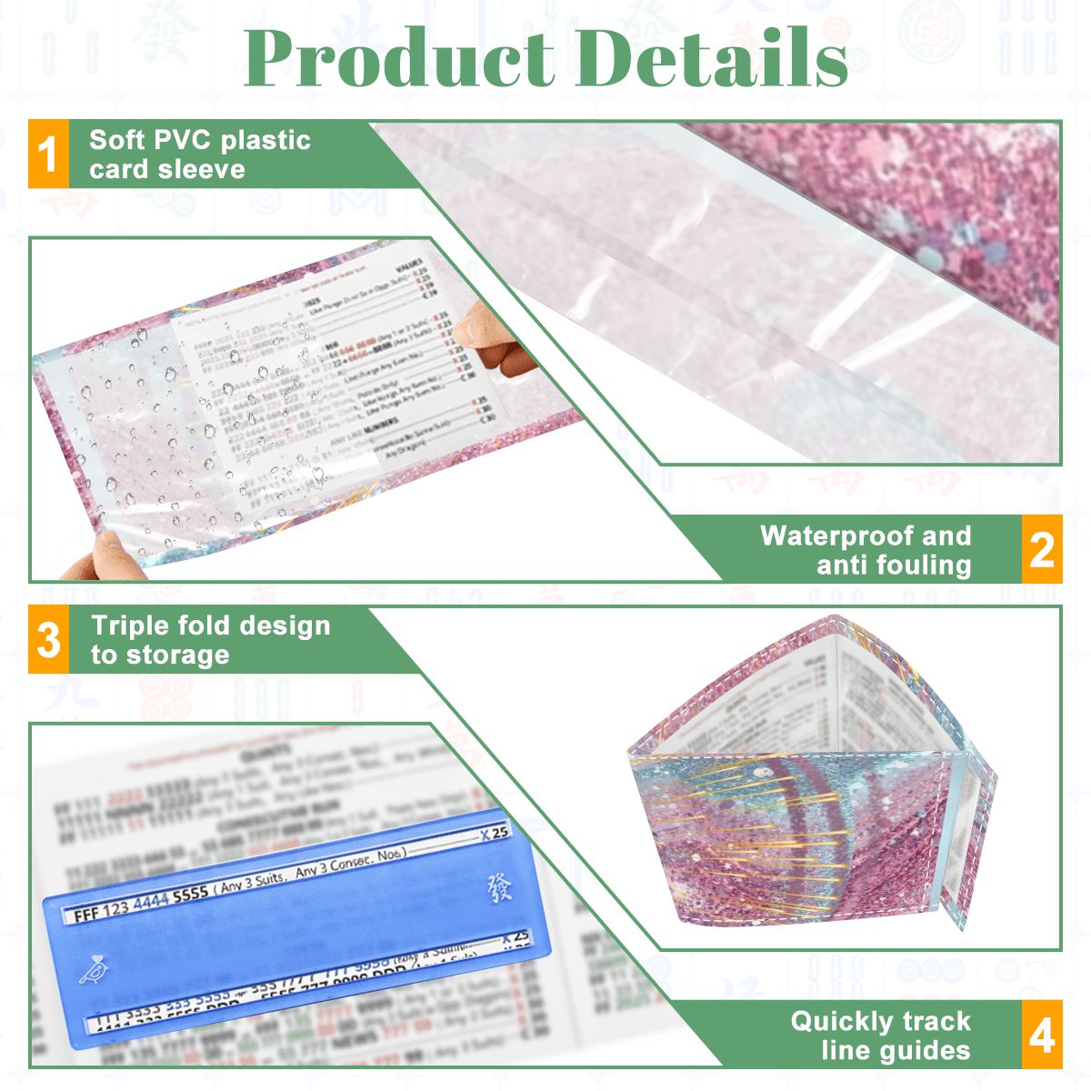 Sparkle Farkle Glitter Glam 4 Mahjong Card Holder with Line Finder - Splash of Color Co.