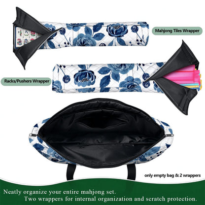 Bam Bird Floral Chinoiserie Quilted Mahjong Bag Set 3 Pcs - Splash Of Mahj And Color Co.