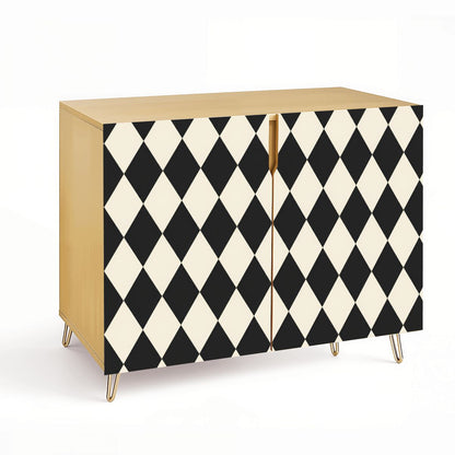 Black And Cream Harlequin Designed Mahjong Tiles And Accessories Sideboard Credenza Cabinet - Splash Of Mahj And Color Co.