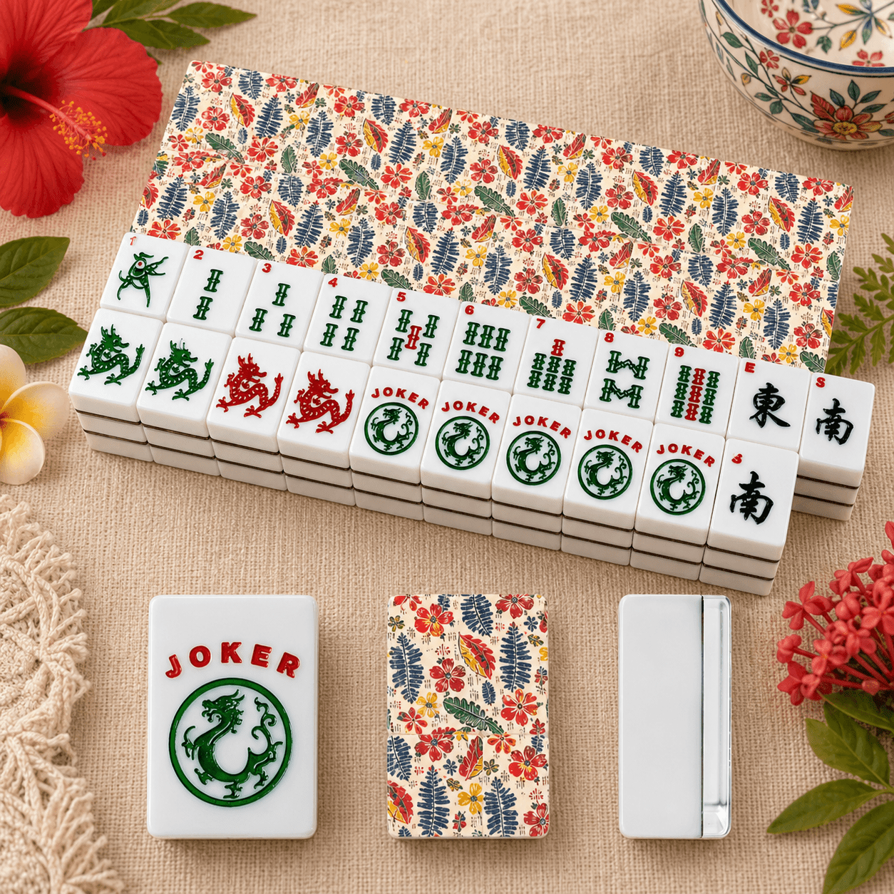 Old World Floral Heritage American Mahjong Tiles And Carry Case - Splash of Color Co.
