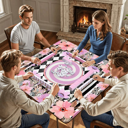 Harlequin Romance Floral Preppy Mahjong Mat - Splash of Color Co.