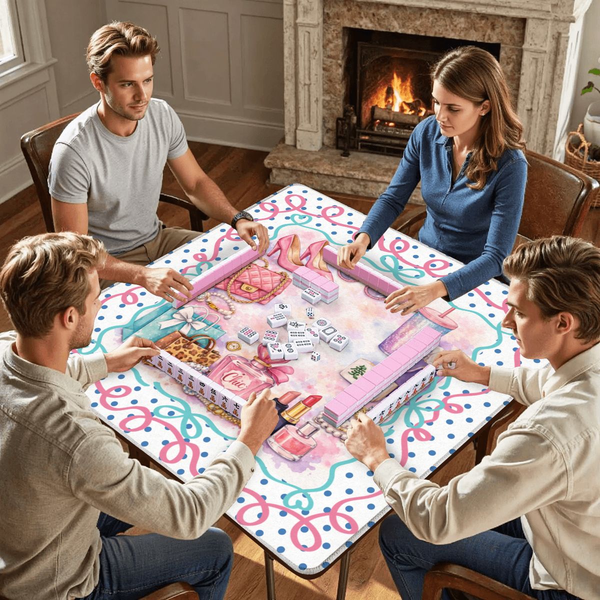 Retail Therapy Luxe Mahjong Mat, Bling, Bags And Tiles - Splash of Color Co.