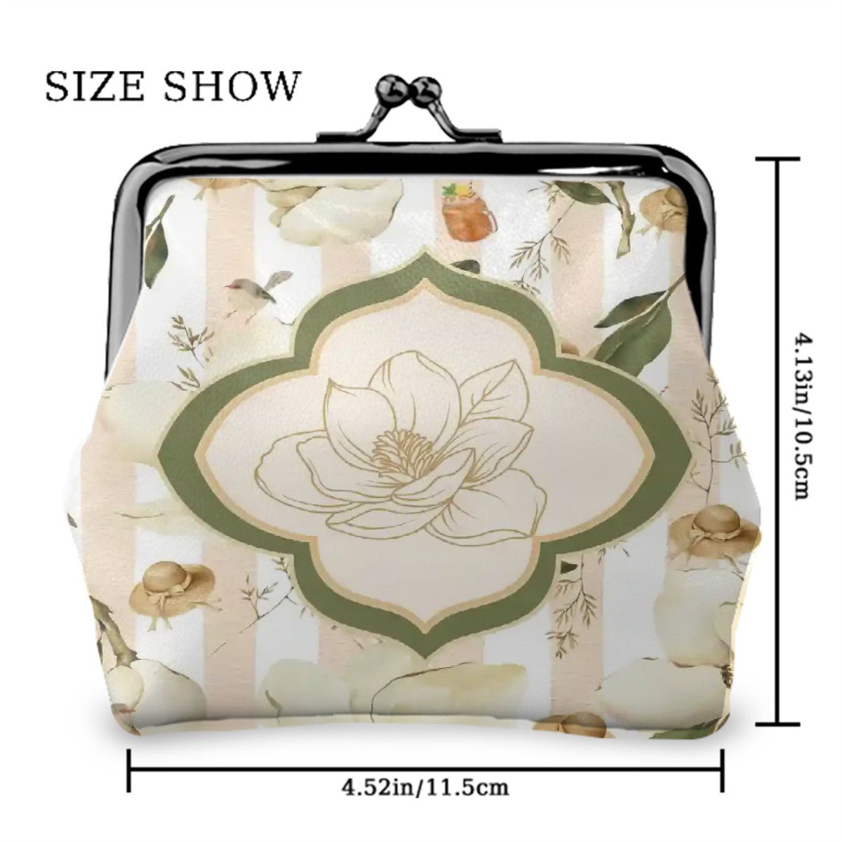 Magnolias And Sweet Tea Women's Leather Kiss Lock Coin Purse - Splash of Color Co.
