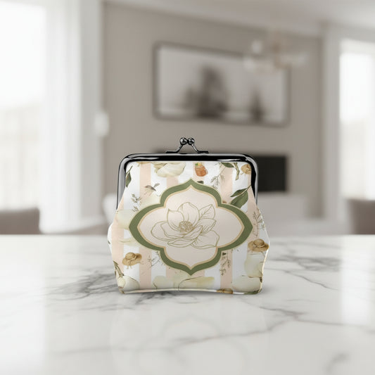Magnolias And Sweet Tea Women's Leather Kiss Lock Coin Purse - Splash of Color Co.