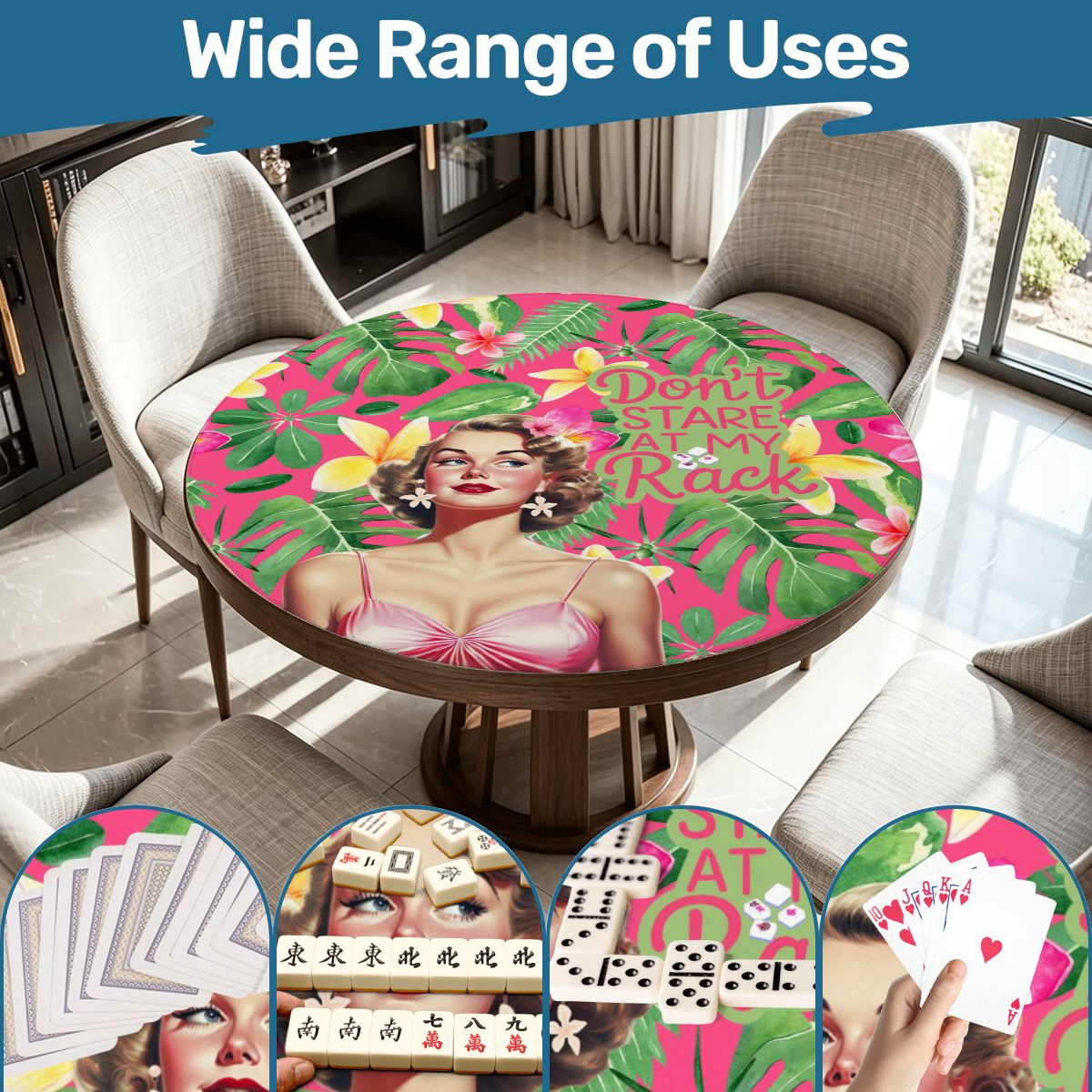 Funny Tropical Don't Stare At My Rack Round Mahjong Mat