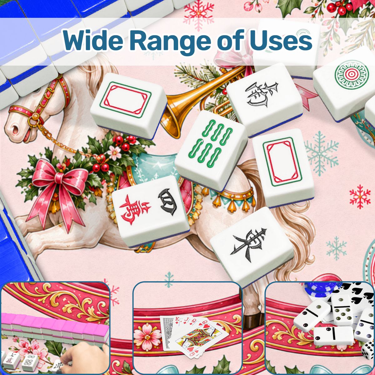Magical Christmas Mahjong Mat Rocking Horse