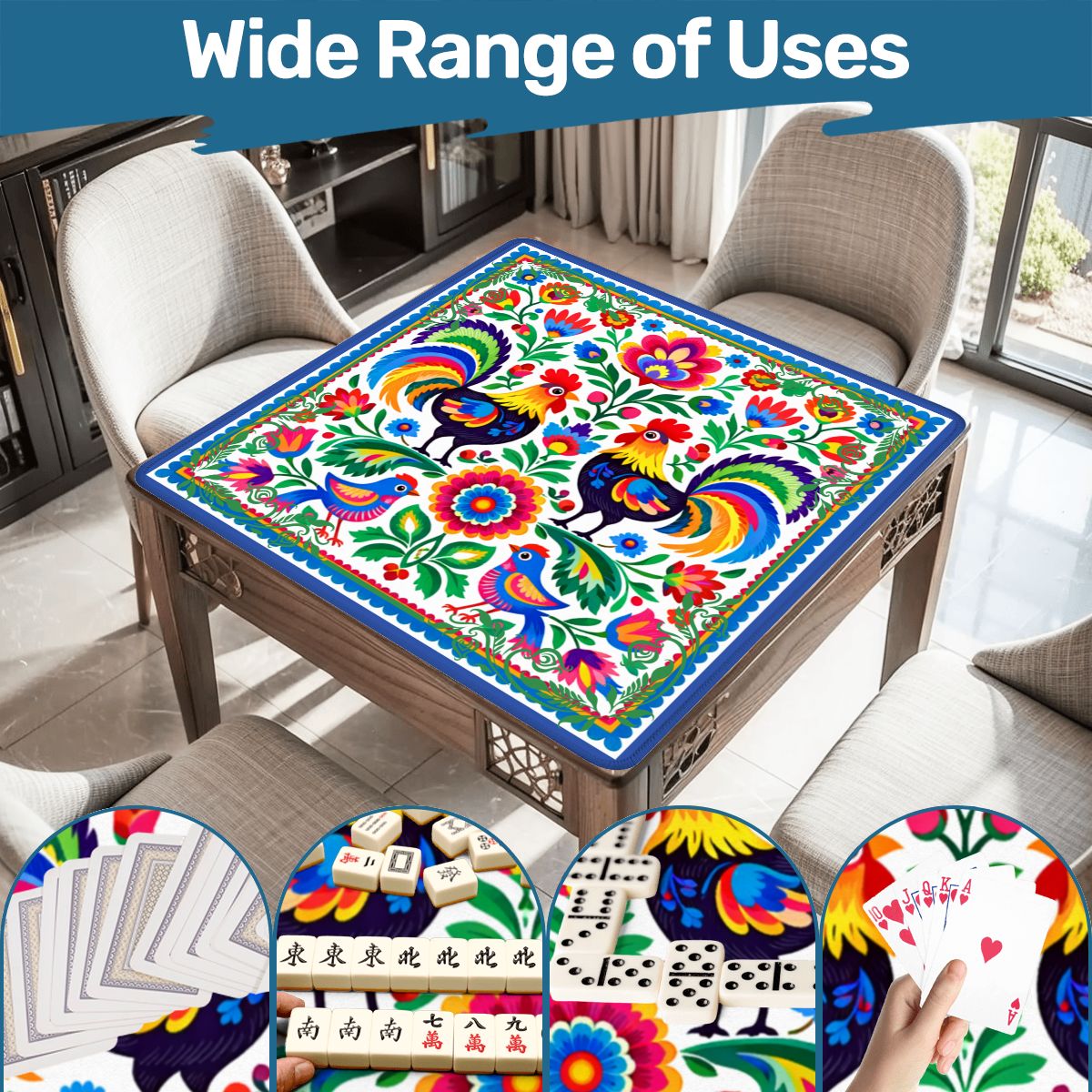 Wycinanki Polish Folk Art, Rooster Mahjong Mat - Splash of Color Co.