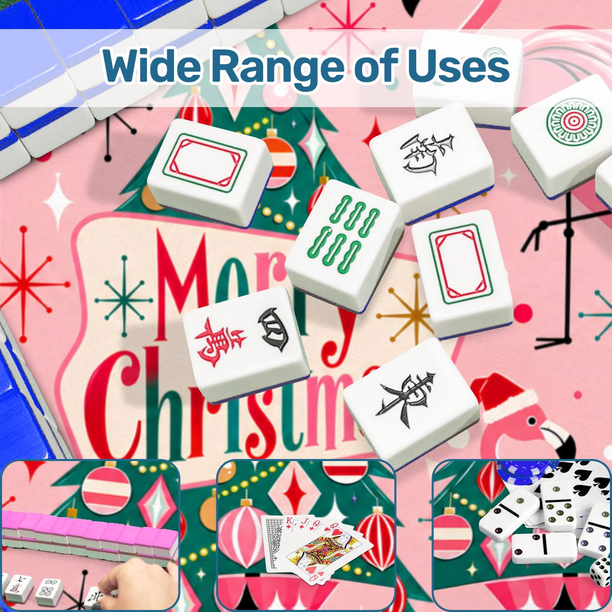 Santa's Pink Flamingos Modtastic Christmas Mahjong Mat