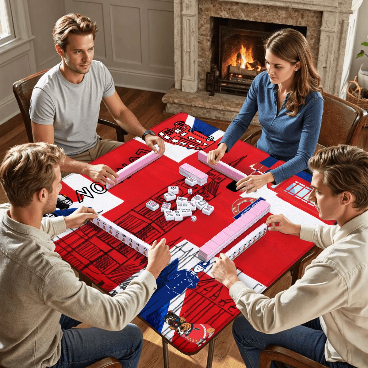 London Calling Station To Station Black Cab Mahjong Mat - Splash of Color Co.