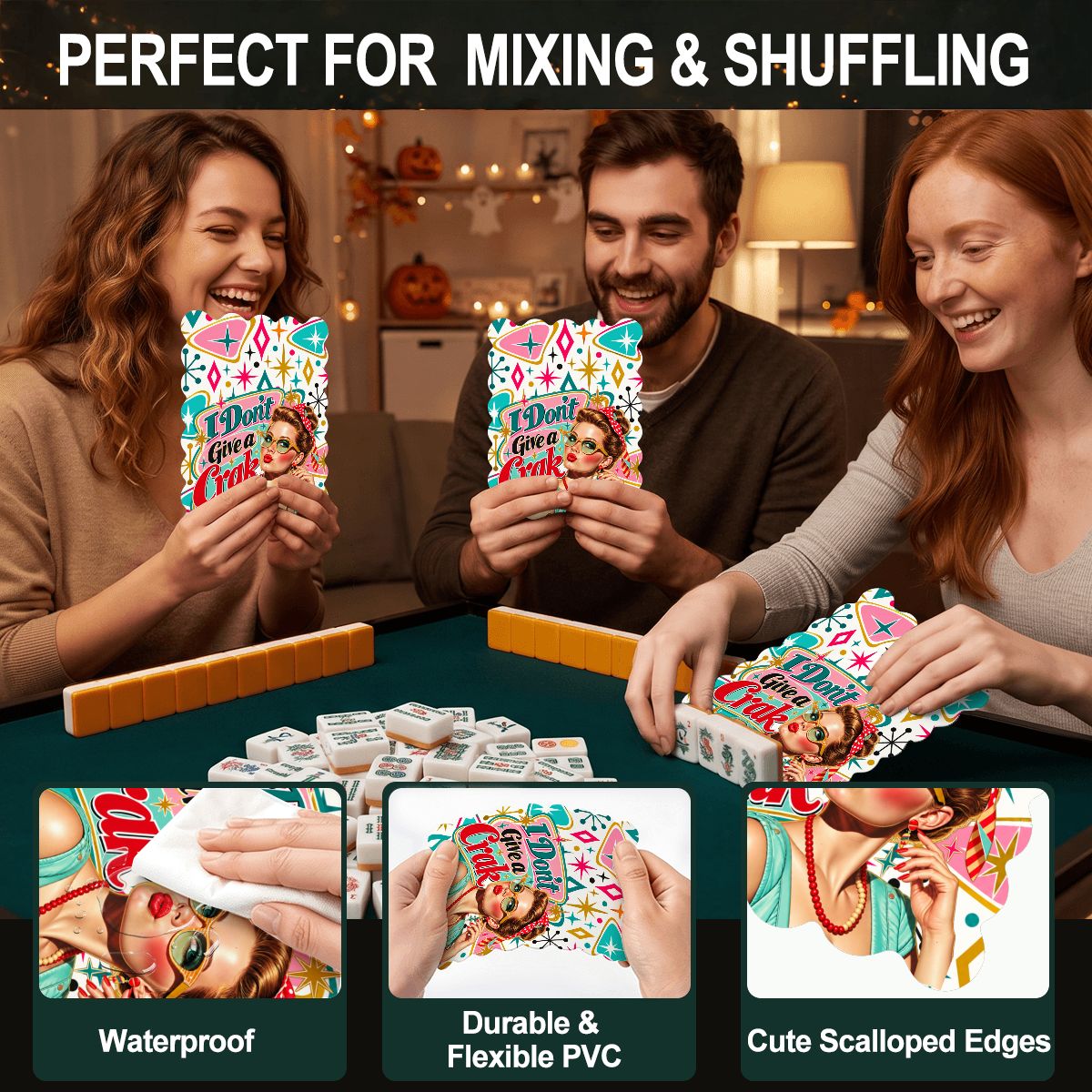 I Don't Give A Crak Scalloped Mahjong Shuffler Cards  Set of 4