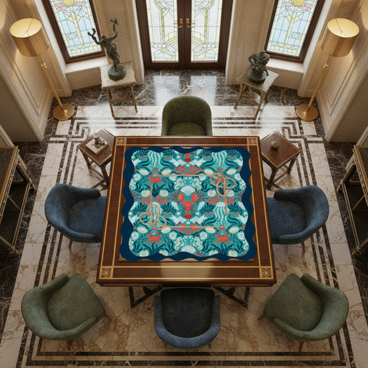 New England Nautical Scalloped Mahjong Mat