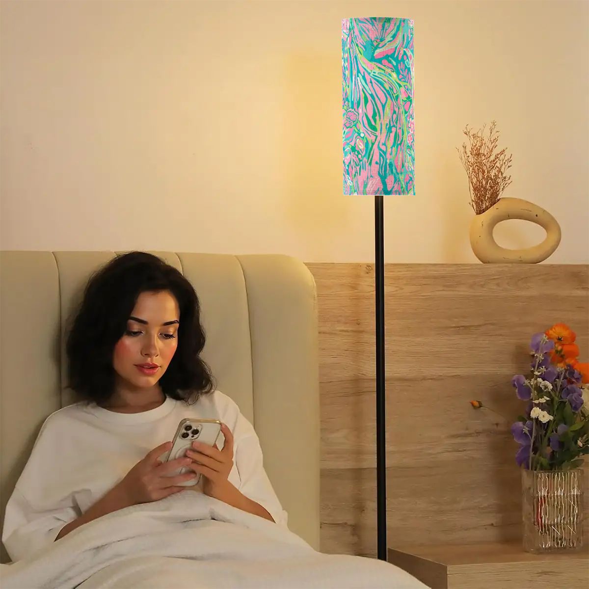 Palms Of Florida Preppy Pastel Modern Floor Lamp - Splash of Color Co.