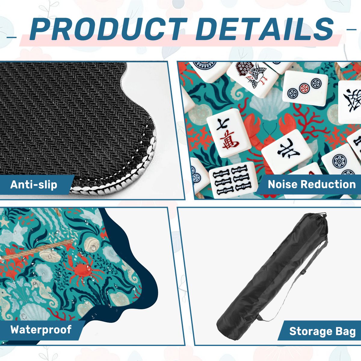 New England Nautical Scalloped Mahjong Mat