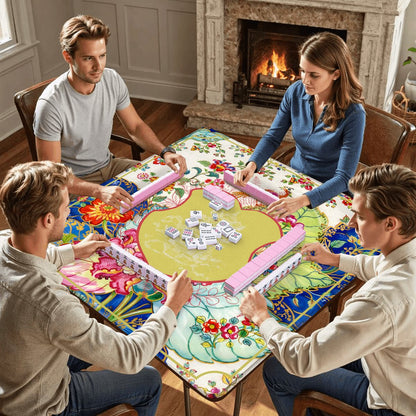 Asian Chinoiserie Tobacco Leaf Mahjong Mat - Splash of Color Co.