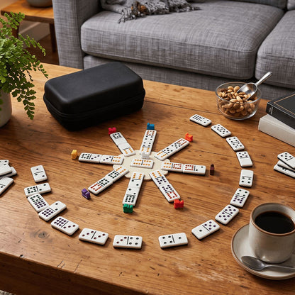 Mod Centric Starburst Double 12 Mexican Train Dominoes Set - Splash Of Mahj And Color Co.