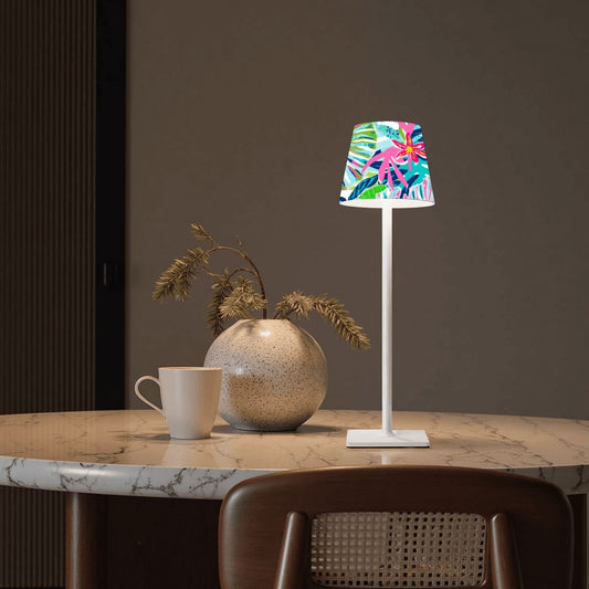 Preppy Floral Tropical Mahjong LED Cordless Table Lamp - Splash of Color Co.
