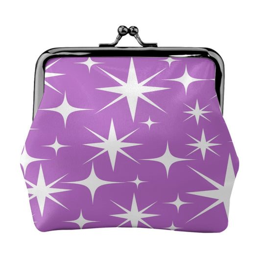 Lavender Lollipop Cosmic Vintage Women's Leather Kiss Lock Coin Purse - Splash of Color Co.