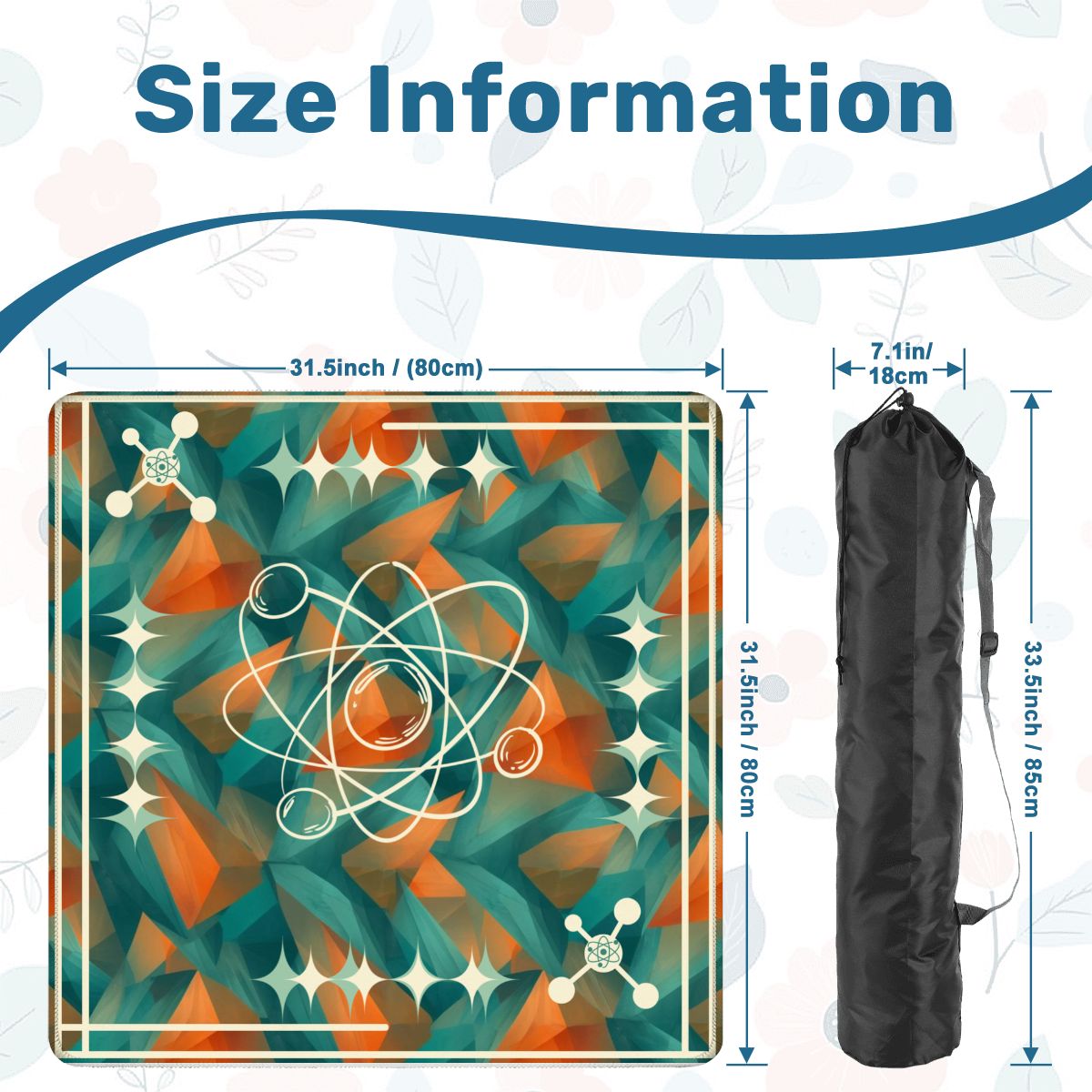 Super Sonic Atom Modern Orange Teal Mahjong Mat - Splash of Color Co.