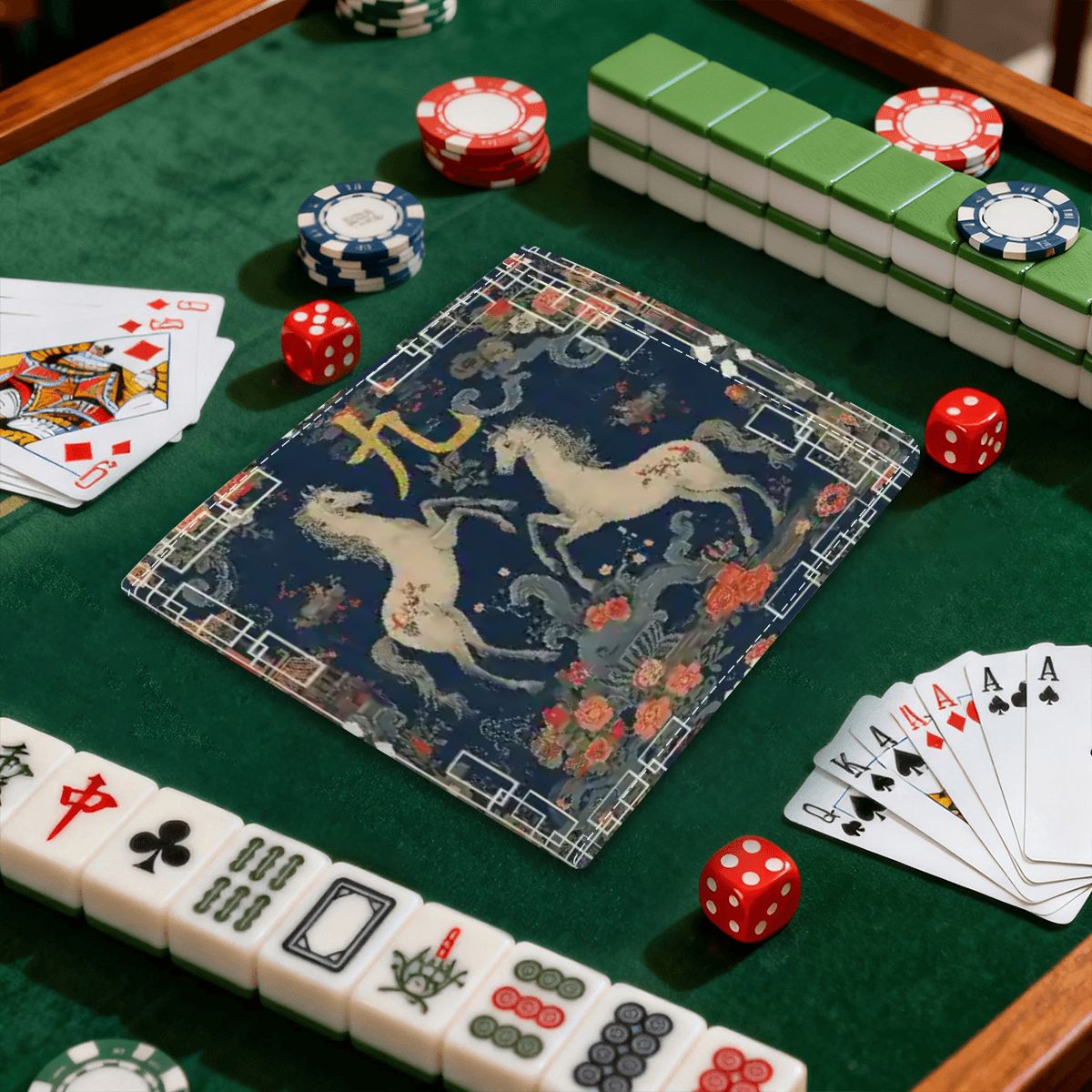 Year Of The Fire Horse 2026 4 Mahjong Card Holder with Line Finder - Splash of Color Co.