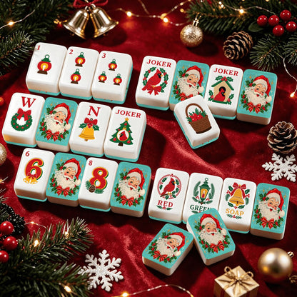 Nostalgic Christmas Modtastic Santa Christmas Cardinal American Mahjong Tiles And Carry Case