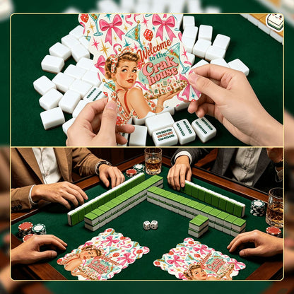 Funny Mahjong Welcome To The Crak House Nostalgic Scalloped Mahjong Shuffler Cards  Set of 4