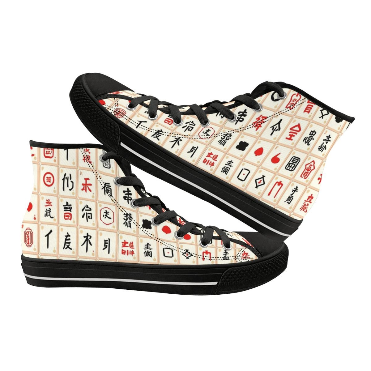 Mahjong Designed Hip Men's High Top Canvas Sneakers - Splash of Color Co.