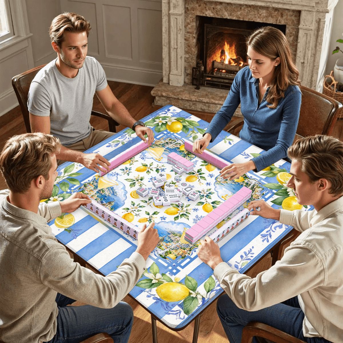 Lemondrops On The Amalfi Mahjong Mat - Splash Of Mahj And Color Co.